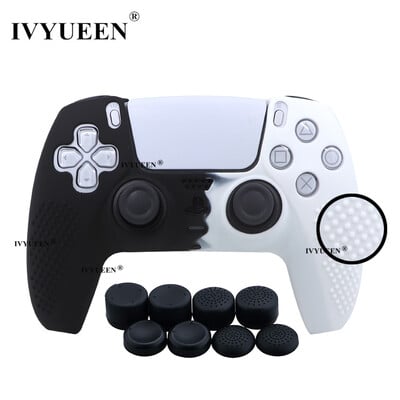 Αντιολισθητικό δέρμα IVYUEEN για θήκη σιλικόνης χειριστηρίου PS5 PlayStation 5 & 8 καλύμματα λαβής αντίχειρα για κάλυμμα Dualsense