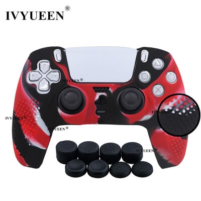 Αντιολισθητικό δέρμα IVYUEEN για θήκη σιλικόνης χειριστηρίου PS5 PlayStation 5 & 8 καλύμματα λαβής αντίχειρα για κάλυμμα Dualsense