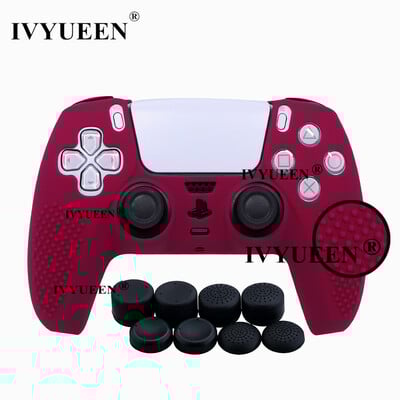 Αντιολισθητικό δέρμα IVYUEEN για θήκη σιλικόνης χειριστηρίου PS5 PlayStation 5 & 8 καλύμματα λαβής αντίχειρα για κάλυμμα Dualsense