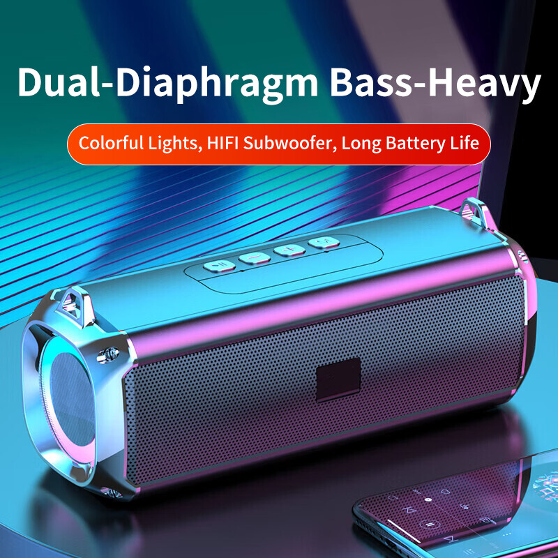 RGB kõlar, kaasaskantav juhtmeta muusikapleier ja soulderrihmad LED Bluetooth 5.0 TF USB-C lisaseade