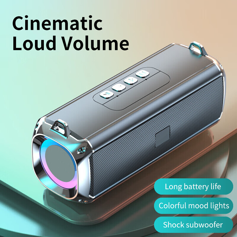 RGB kõlar, kaasaskantav juhtmeta muusikapleier ja soulderrihmad LED Bluetooth 5.0 TF USB-C lisaseade