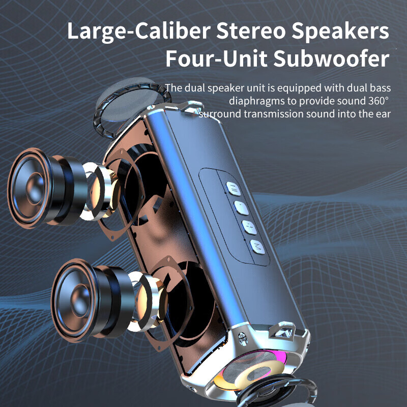 RGB kõlar, kaasaskantav juhtmeta muusikapleier ja soulderrihmad LED Bluetooth 5.0 TF USB-C lisaseade