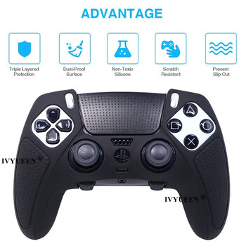 IVYUEEN Мек гумен силиконов калъф за PlayStation 5 PS5 DualSense Edge Controller Protector Skin Thumb Grip Caps Аксесоари