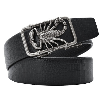 Férfi plusz nagy méretű 130 140 150 160 170 cm Scorpion 3D csatos övek bőr automatikus csatos Punk öv tervező öv állat 2023