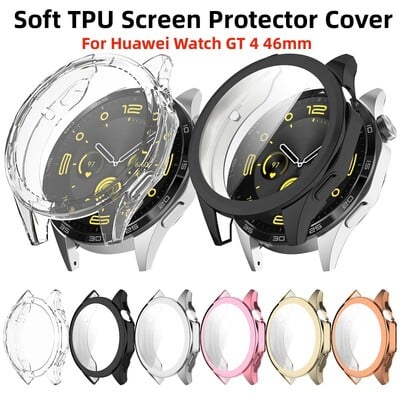 Mīksts silikona korpusa stikls Huawei Watch GT 4 46 MM viedā pulksteņa joslas ekrāna aizsargapvalks Huawei Watch GT4 bufera apvalkam