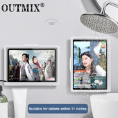 Suport pentru tabletă de duș cu montare pe perete Husă pentru tabletă de baie rezistentă la apă Suport pentru tabletă de duș cu ecran tactil Suport auto-adeziv pentru acasă