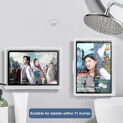 Suport pentru tabletă de duș cu montare pe perete Husă pentru tabletă de baie rezistentă la apă Suport pentru tabletă de duș cu ecran tactil Suport auto-adeziv pentru acasă