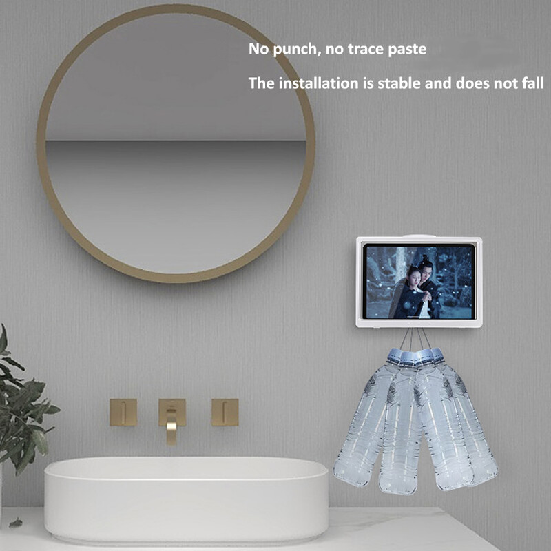 Suport pentru tabletă de duș cu montare pe perete Husă pentru tabletă de baie rezistentă la apă Suport pentru tabletă de duș cu ecran tactil Suport auto-adeziv pentru acasă