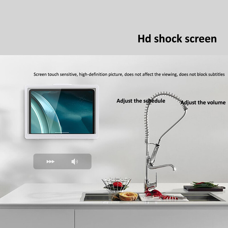 Suport pentru tabletă de duș cu montare pe perete Husă pentru tabletă de baie rezistentă la apă Suport pentru tabletă de duș cu ecran tactil Suport auto-adeziv pentru acasă