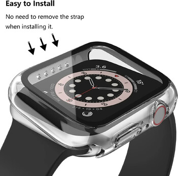 Капак от закалено стъкло за Apple Watch Se Case 9 8 7 6 5 4 38 40 mm Аксесоари Протектор на екрана iWatch Series 44 mm 45 mm 41 mm 42 mm