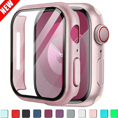 Капак от закалено стъкло за Apple Watch Se Case 9 8 7 6 5 4 38 40 mm Аксесоари Протектор на екрана iWatch Series 44 mm 45 mm 41 mm 42 mm