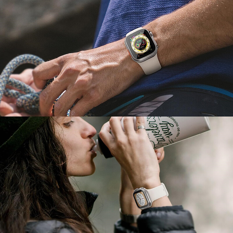 Apple Watch képernyővédő fólia 45mm 44mm 40mm 41mm merev PC első hátsó lökhárító tok iwatch 9 8 7 SE 6 5 4 Váltás Ultra-ra