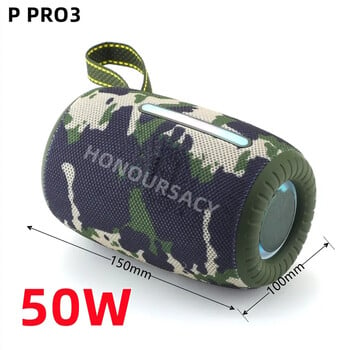 High power bluetooth altaboz Speaker Portable Subwoofer Outdoor Waterproof Wireless Audio 3D Surround Speaker TWS P PRO3 50W