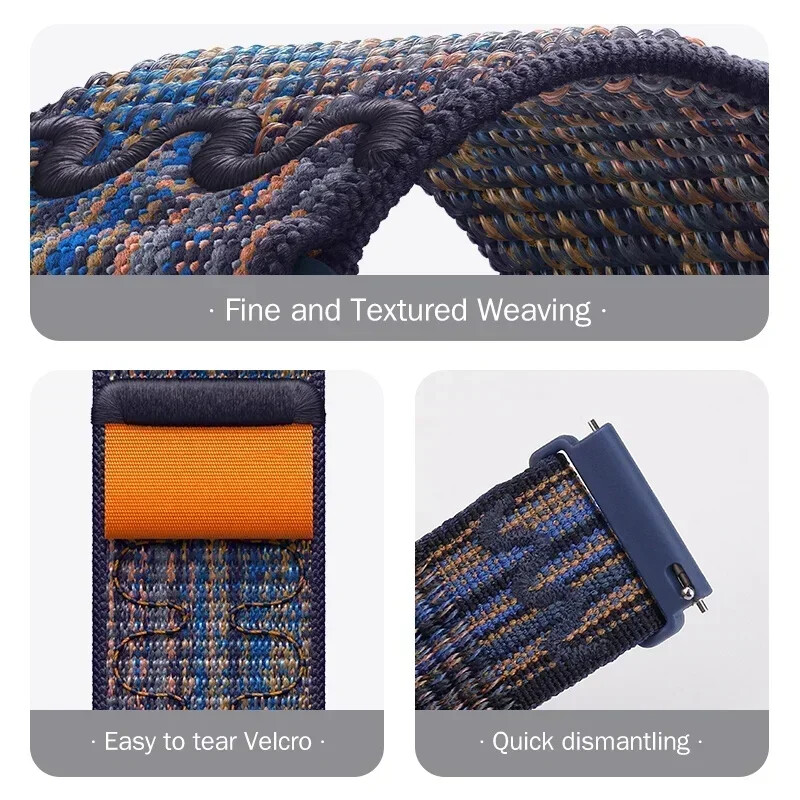 Curea ceas inteligentă 20mm 22mm pentru Amazfit Balance GT4/3/2 46mm Bratara din nailon cu buclă pentru Samsung Galaxy Watch 4/6 Classic 5 Pro 45mm