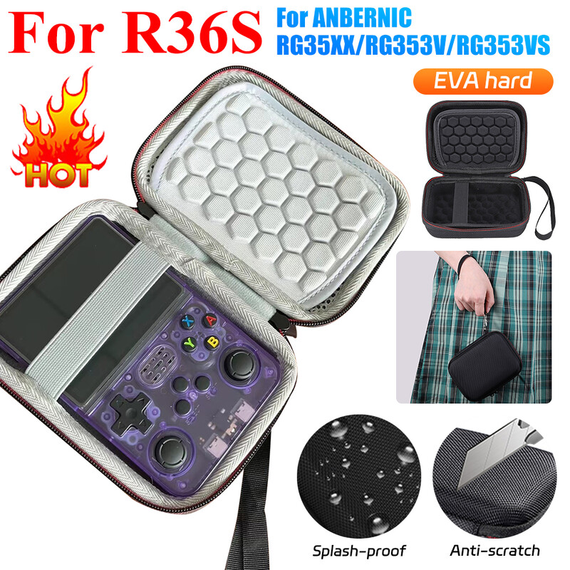 R36S / R35S játékkonzol tárolótáska EVA kemény ütésálló védőtok hordtáska mini tasak RG35XX/​RG353V/RG353VS számára