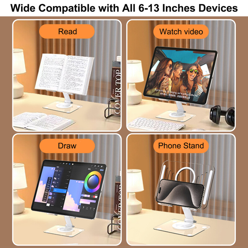 Suport tabletă pentru suport iPad Suport reglabil pentru birou Suport acrilic pliabil pentru tabletă pentru Samsung Huawei Xiaomi Suport tabletă Pad