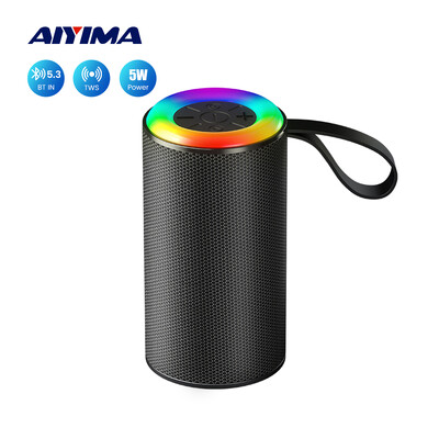 AIYIMA belaidis „Bluetooth 5.3“ lauko garsiakalbis su RGB šviesa Nešiojamas vandeniui atsparus garso Hifi stereo garsas erdvinis TWS FM Boombox