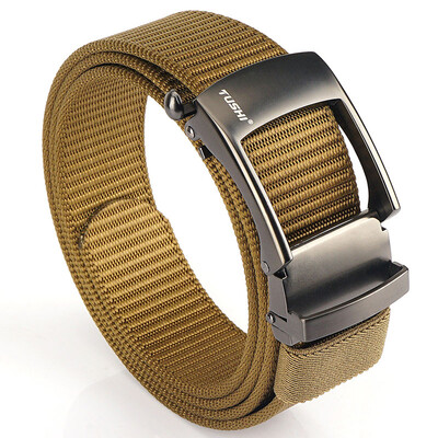 TUSHI új fém automata csatos heveder övek férfi vászon derékpánt EDC kültéri farmernadrág nadrág taktikai öv vadászat képzés