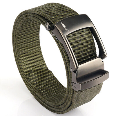 TUSHI új fém automata csatos heveder övek férfi vászon derékpánt EDC kültéri farmernadrág nadrág taktikai öv vadászat képzés