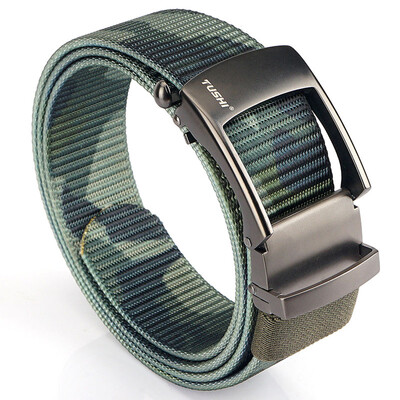 TUSHI új fém automata csatos heveder övek férfi vászon derékpánt EDC kültéri farmernadrág nadrág taktikai öv vadászat képzés