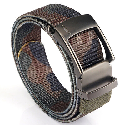 TUSHI új fém automata csatos heveder övek férfi vászon derékpánt EDC kültéri farmernadrág nadrág taktikai öv vadászat képzés