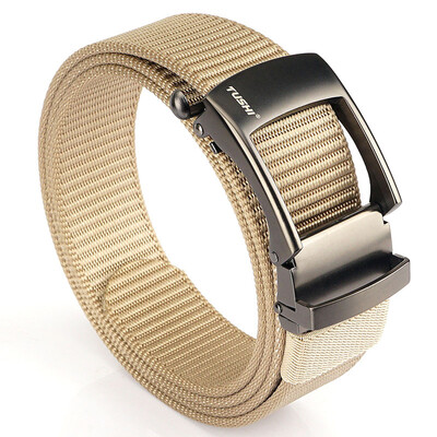 TUSHI új fém automata csatos heveder övek férfi vászon derékpánt EDC kültéri farmernadrág nadrág taktikai öv vadászat képzés