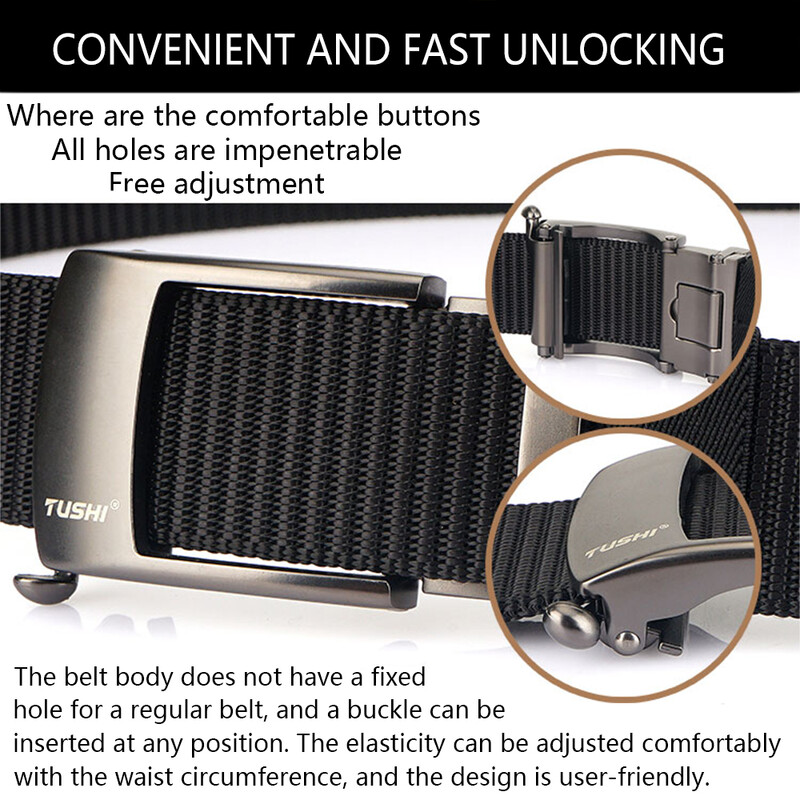 TUSHI új fém automata csatos heveder övek férfi vászon derékpánt EDC kültéri farmernadrág nadrág taktikai öv vadászat képzés