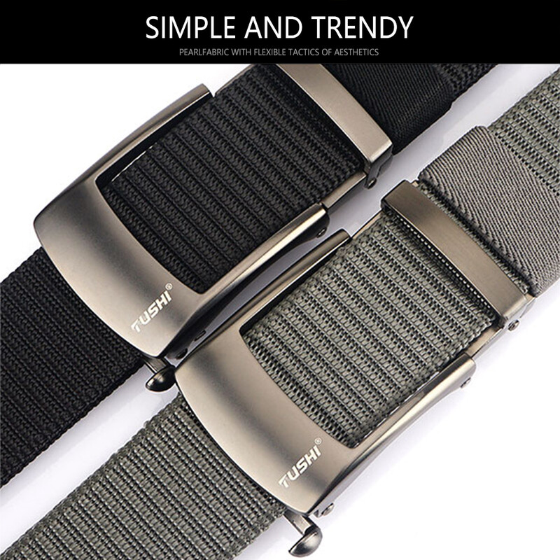 TUSHI új fém automata csatos heveder övek férfi vászon derékpánt EDC kültéri farmernadrág nadrág taktikai öv vadászat képzés