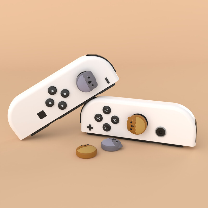 PlayVital Cute Joystick Caps pentru Nintendo Switch, Thumb Grips pentru Switch Lite și Switch OLED Joycon - Urs Brun și Koala