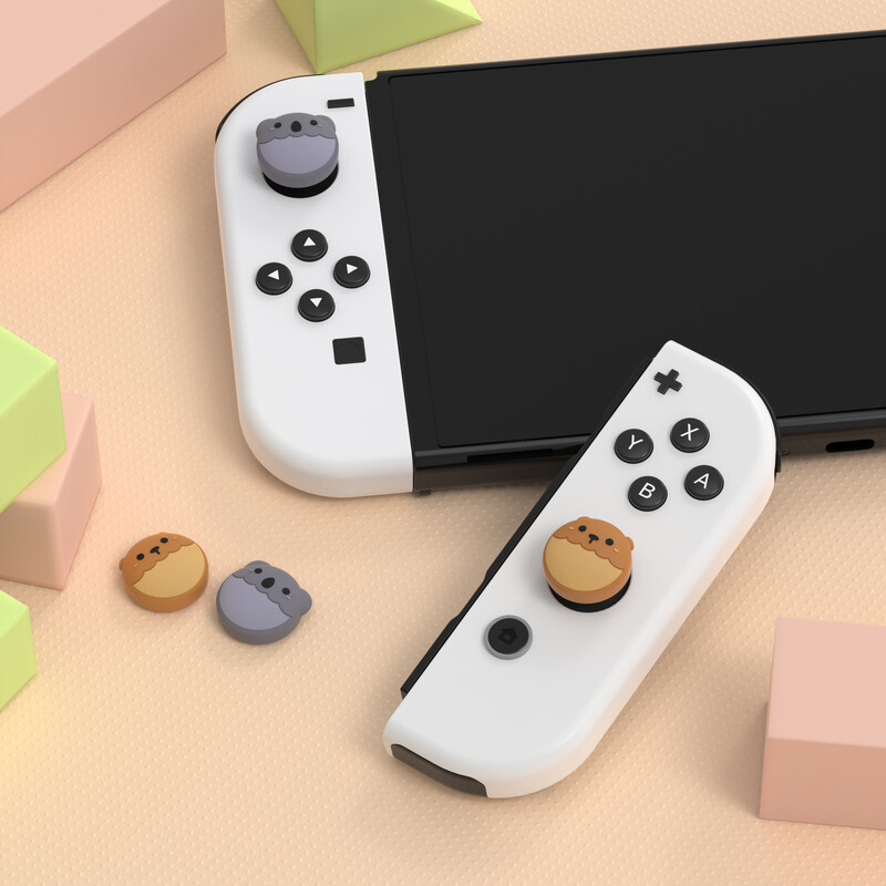 PlayVital Cute Joystick Caps pentru Nintendo Switch, Thumb Grips pentru Switch Lite și Switch OLED Joycon - Urs Brun și Koala