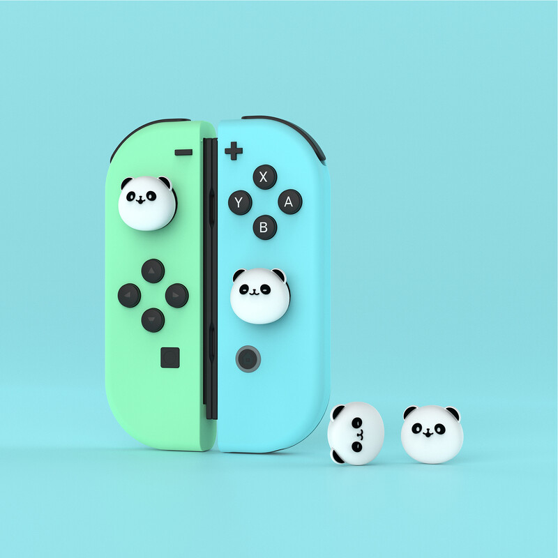 PlayVital Cute Joystick Caps Analog Cover Thumb Grips pentru Switch & Switch Lite & Switch OLED - Chubby Panda