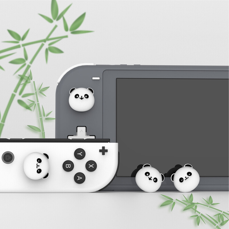 PlayVital Cute Joystick Caps Analog Cover Thumb Grips pentru Switch & Switch Lite & Switch OLED - Chubby Panda