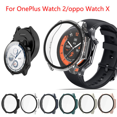 Стъкло+калъф за смарт часовник Oneplus Watch 2 Закалено стъкло Цялостно твърдо защитно покритие за броня за OppoWatch X Аксесоари