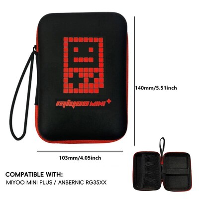Ütésálló EVA Hardshell tok 2 joystick sapkával utazási hordtáska, karcmentes, vízálló a Miyoo Mini Plus/RG35XX/R36S/R35S készülékekhez