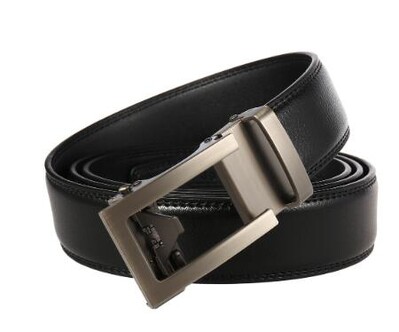 Vyriškas automatinis sagties diržas Dviejų sluoksnių karvės odos pilkas vienspalvis tiesus diržas Europos ir Amerikos tendencijos Pasek Męski Skórzany