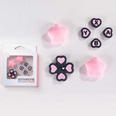 Rózsaszín lila szerelem szilikon puha D-pad keresztgombos ABXY kulcsos matrica bőr tok Switch Oled Joy-con hüvelykujj stick markolat sapka burkolata