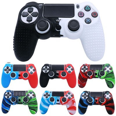 Neslīdoši aizsargpārsegu futrāļi, mīksta gumijas apvalka pārklājuma āda Gamepad silikona futrālis Sony PS4 kontroliera roktura piederumiem