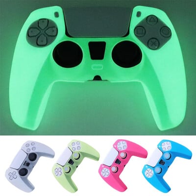 Mirdzošs tumšs, mīksts silikona futrālis PS5 vadības spēlēm. Piederumi Gamepad Kursorsviras korpusa vāciņš PS5 kontroliera apvalkam