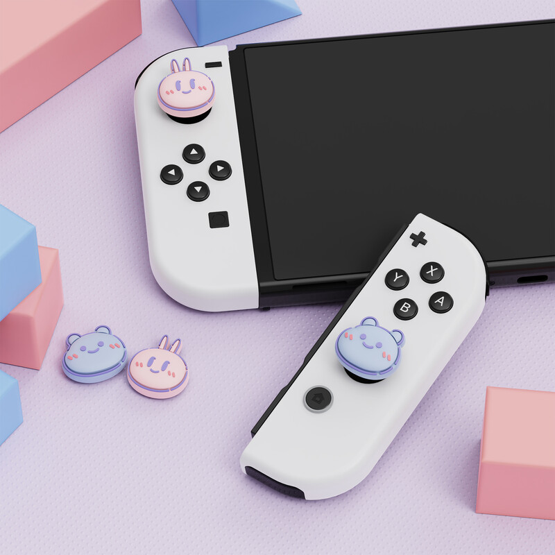 Krytky joystickov PlayVital, analógové kryty, krytky kolísok, úchyty na palce pre Switch & Switch Lite & Switch OLED Joy-con – kawaii medvedík a zajačik