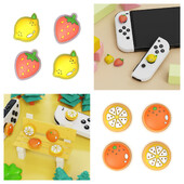 Krytky joystickov PlayVital pre Nintendo Switch a Switch Lite, úchyty na palce pre Switch OLED Joy-Con – mandarínka a citrón jahoda