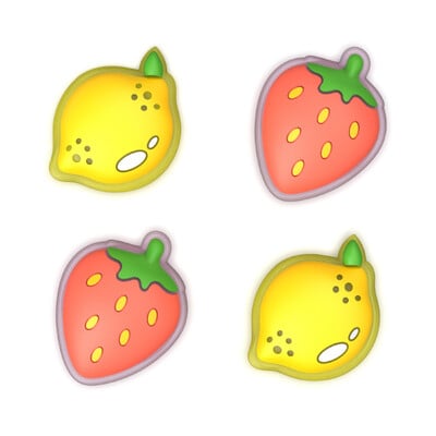 Krytky joystickov PlayVital pre Nintendo Switch a Switch Lite, úchyty na palce pre Switch OLED Joy-Con – mandarínka a citrón jahoda