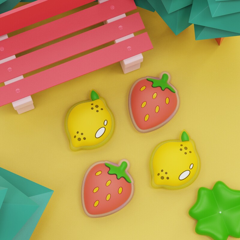 Krytky joystickov PlayVital pre Nintendo Switch a Switch Lite, úchyty na palce pre Switch OLED Joy-Con – mandarínka a citrón jahoda