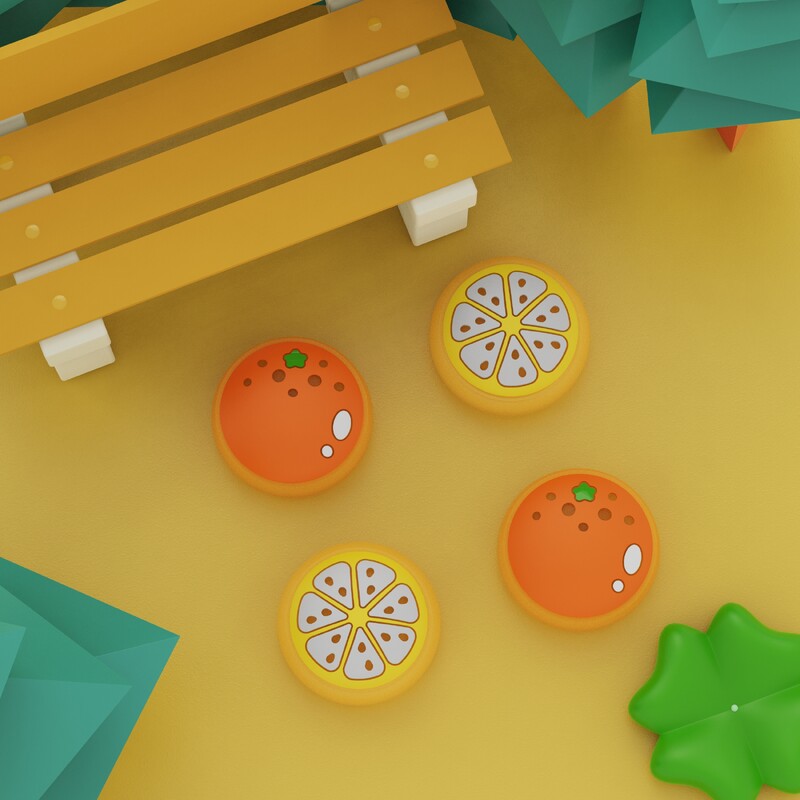 Krytky joystickov PlayVital pre Nintendo Switch a Switch Lite, úchyty na palce pre Switch OLED Joy-Con – mandarínka a citrón jahoda