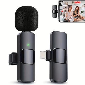 Σύστημα ασύρματου μικροφώνου πέτου 1-Touch Recording Voice Activated Lavalier MIC για βιντεοδιασκέψεις εγγραφής ζωντανής ροής