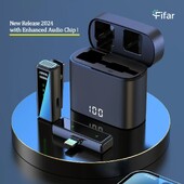 FIFAR Wireless Lavalier Lapel Μικρόφωνο Φορητή εγγραφή ήχου μείωσης θορύβου για iPhone Android με κουτί φόρτισης