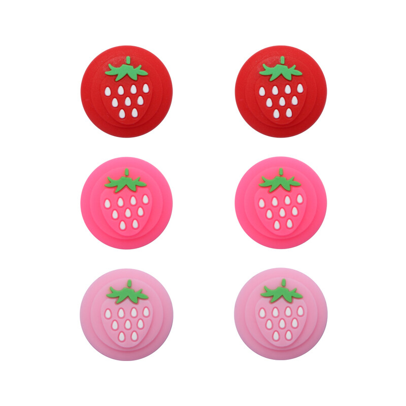 10 vnt silikoninio nykščio dėklo vairasvirtės dangtelis Braškių nykščio lazdelės rankenos dangteliai, skirti Nintendo Switch OLED Lite Joycon Joy-Con NS