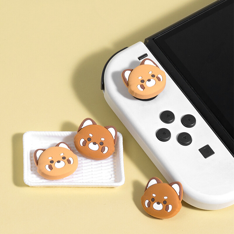 4 vnt Cute Bear Joy Con Thumb Grips vairasvirtės dangtelis Kawaii minkštas silikoninis dangtelių mygtukas skirtas Nintendo Switch Oled Lite valdikliui