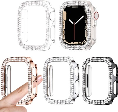 Диамантен защитен калъф за Apple Watch Series 8 7 41MM 45MM Протектор за капак за iWatch 6 SE 5 4 38MM 42MM 40mm 44mm Аксесоари