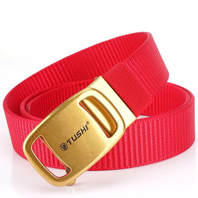 Új férfi és női öv, ifjúsági automatikus csat, üzleti alkalmi öv, erős öv, vastagított nylon öv
