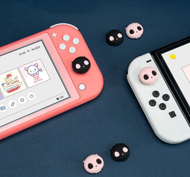 Geekshare Halloween Craniu Joycon Capace de prindere pentru degetul mare Capac joystick din silicon pentru Nintendo Switch/Switch OLED Lite PS4 PS5 Steam Deck